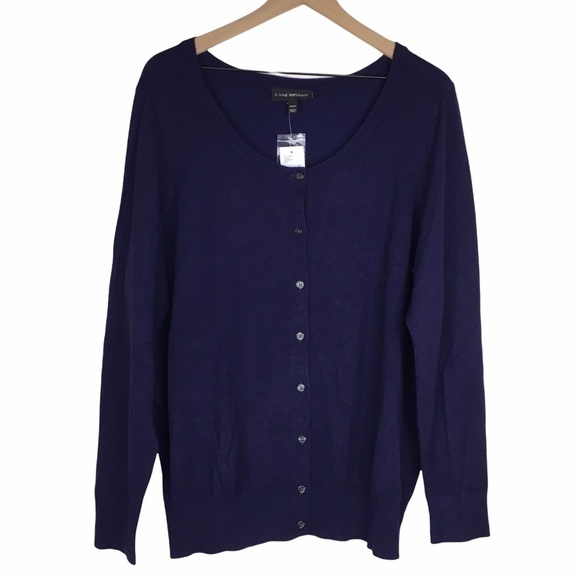 LANE BRYANT Cardigan Sweater Button Up Solid Purple Stretch Minimalist 18/20 NWT - Picture 10 of 10